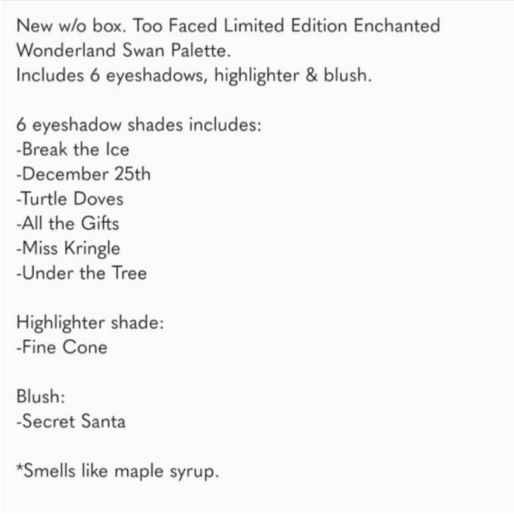 Too Faced Enchanted Wonderland SWAN palette NWT - Picture 6 of 10